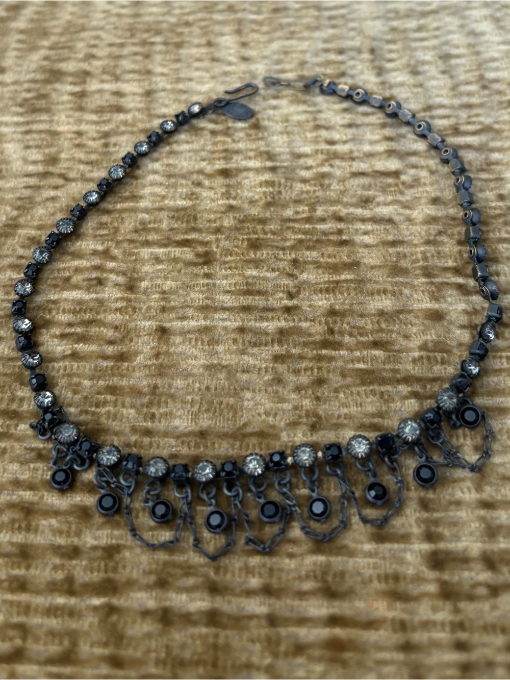 Sparkling Black Crystal Fringe Necklace Set-Women Jewelry